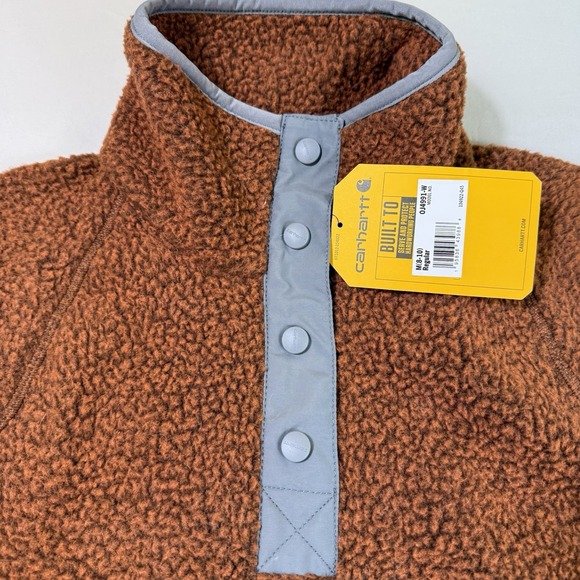 Carhartt Sherpa Fleece 1/4 Snap Pullover Womens Medium Kangaroo Pocket Warm NWT - Picture 10 of 16